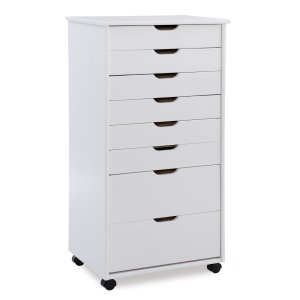 Contemporary Home Living 40” White Rolling Storage Cabinet