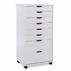Contemporary Home Living 40” White Rolling Storage Cabinet